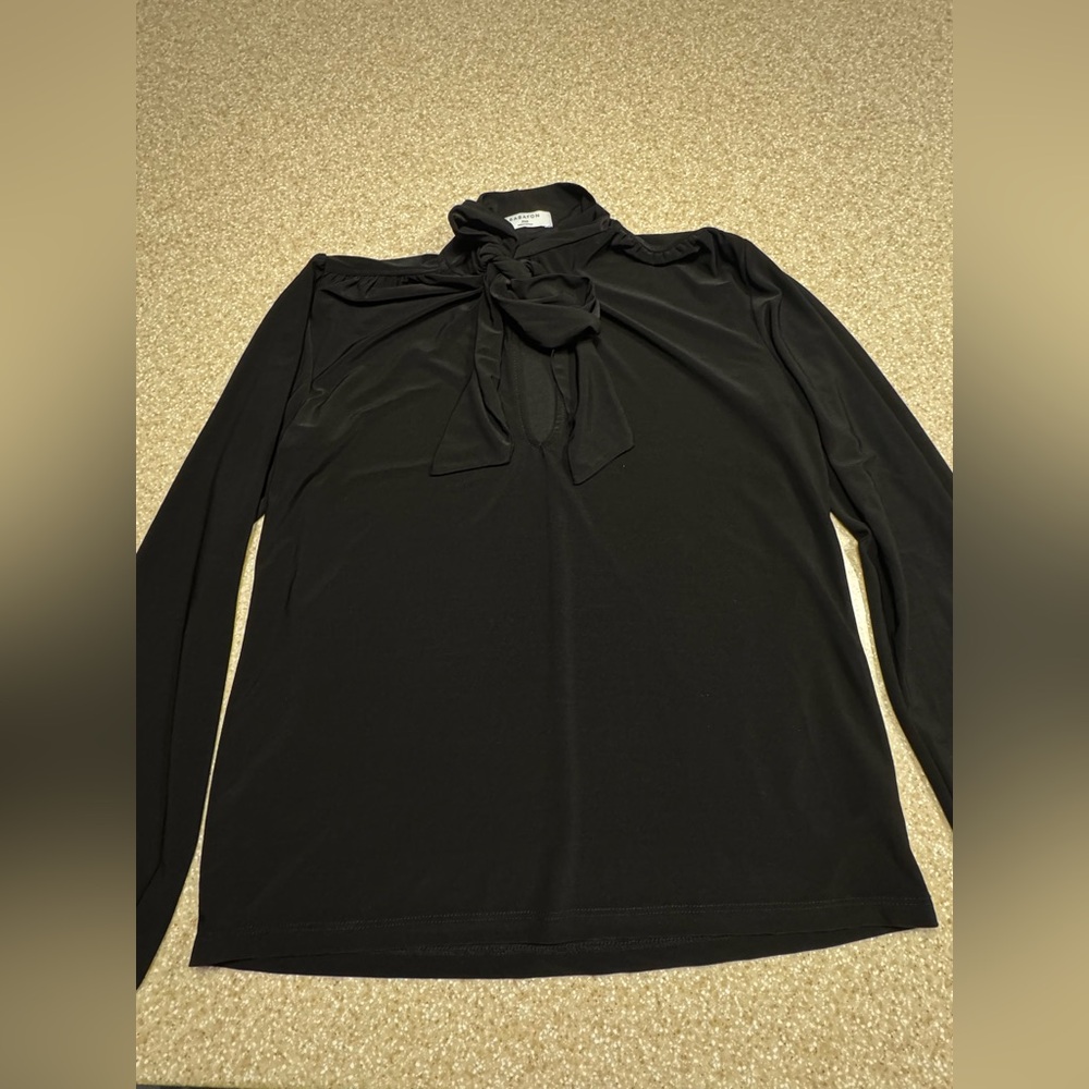 Babaton Black Blouse with Tie Neck